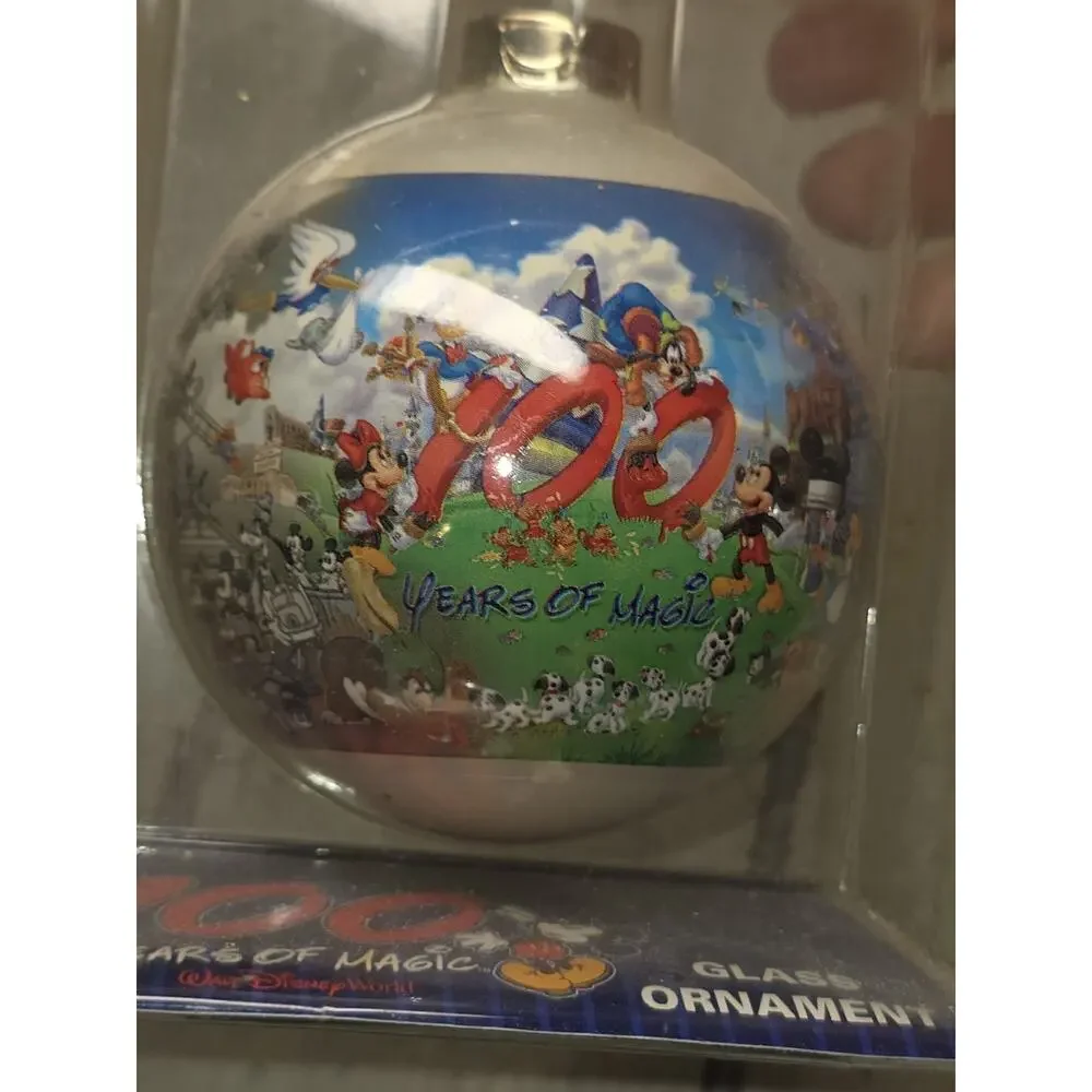 Vtg 100 Years of Magic Glass Ornament Christmas Walt Disney World Mickey Mouse